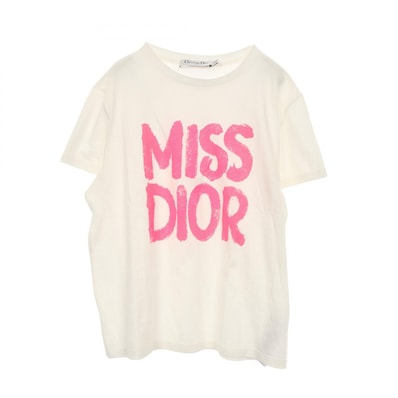 ディオール Dior MISS DIOR 半袖Tシャツ 衣料品 トップス コットン レディース ホワイト系 / ピンク系 90682 【中古】