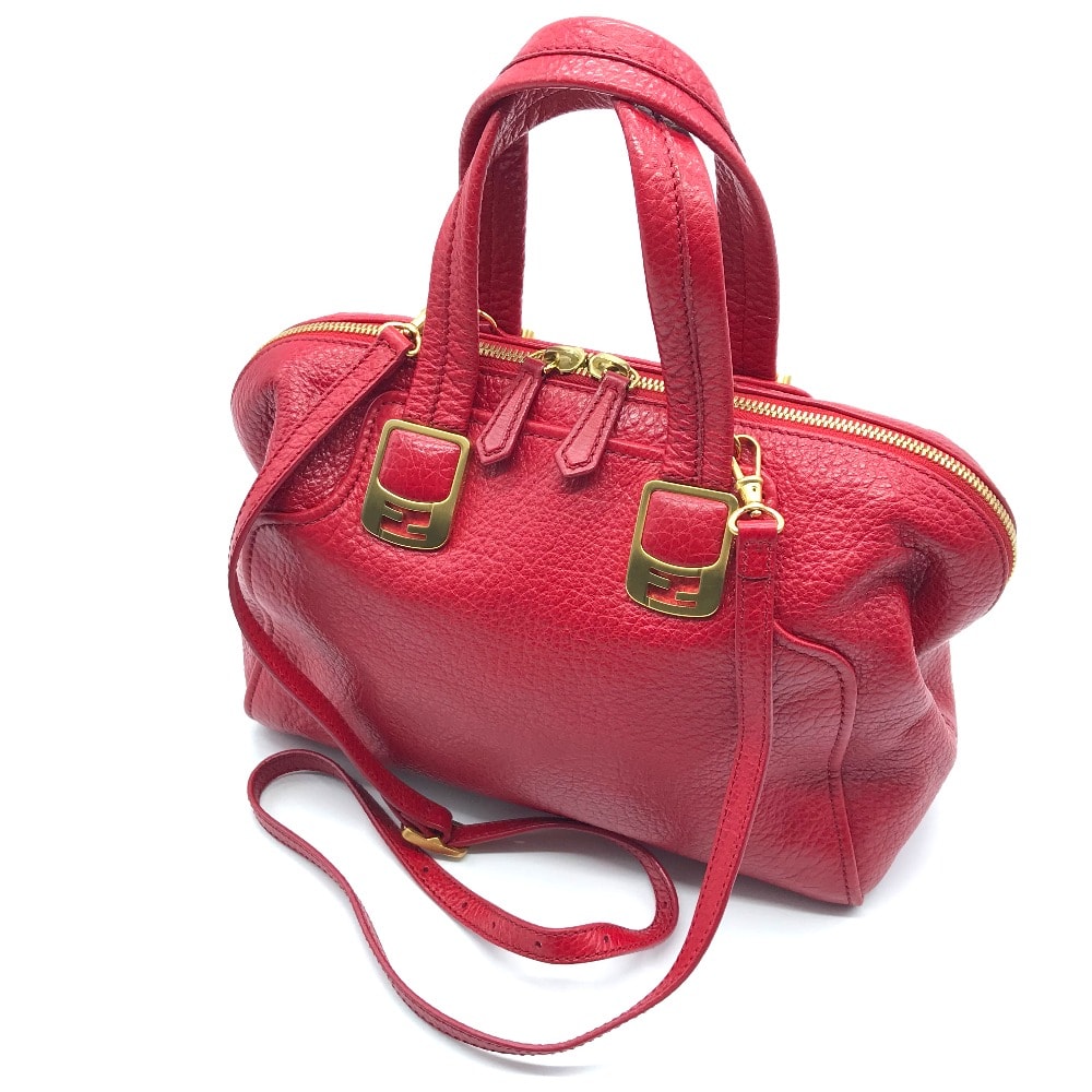 フェンディ FENDI カメレオン 8BL114 ミニボストンバッグ カバン 2WAY ショルダーバッグ 斜め掛け ハンドバッグ レザー レッド