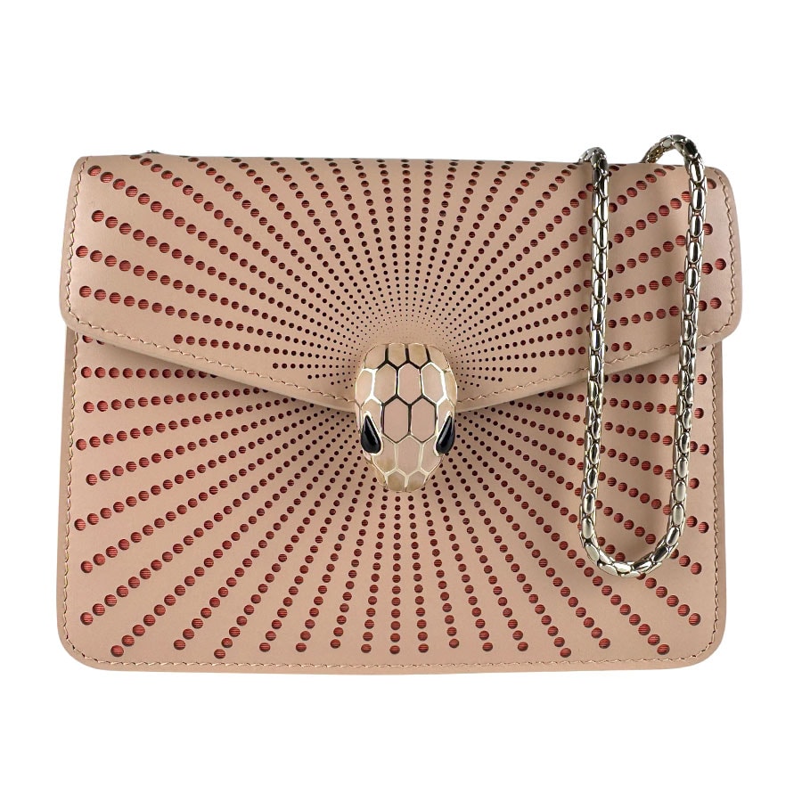 ブルガリ BVLGARI ショルダーバッグ セルペンティ フォーエバー レザー ピンクベージュ レディース【中古】 z9897
