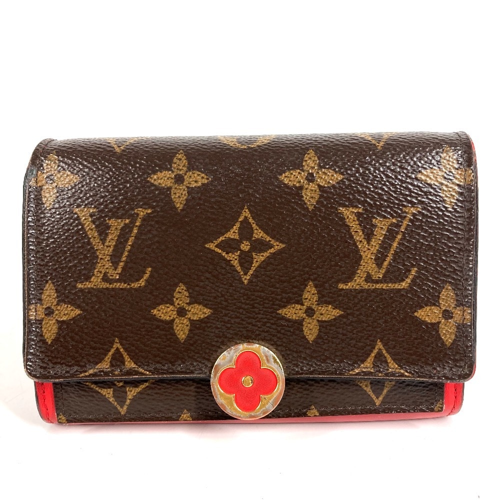 ルイヴィトン LOUIS VUITTON ポルトフォイユフロールコンパクト M64587 モノグラム コンパクトウォレット 2つ折り財布 モノグラムキャンバス レッド