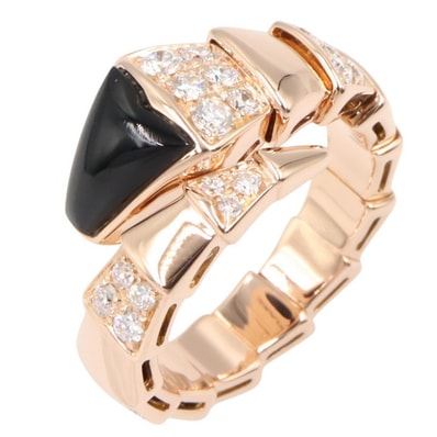 ブルガリ BVLGARI セルペンティ ヴァイパー S オニキス ダイヤ リング リング・指輪 ジュエリー K18PG(ピンクゴールド) ダイヤモンド オニキス レディース ゴールド系 / ブラック系 / クリア系 【中古】