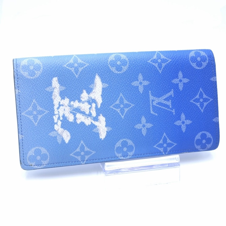 LOUIS VUITTON(ルイ・ヴィトン)ポルトフォイユ・ブラザ モノグラム・クラウズ アーカイブ 長財布 ブルー メンズ シルバー金具【中古】