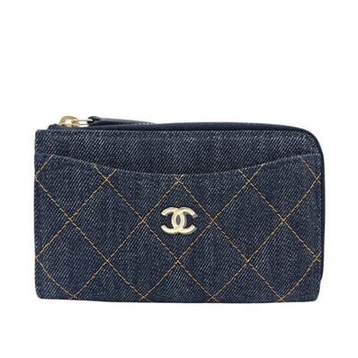 シャネル CHANEL クラシックフラップカードケース AP3179 マトラッセ フラグメント 財布 ウォレット コインケース デニム ブルー 未使用