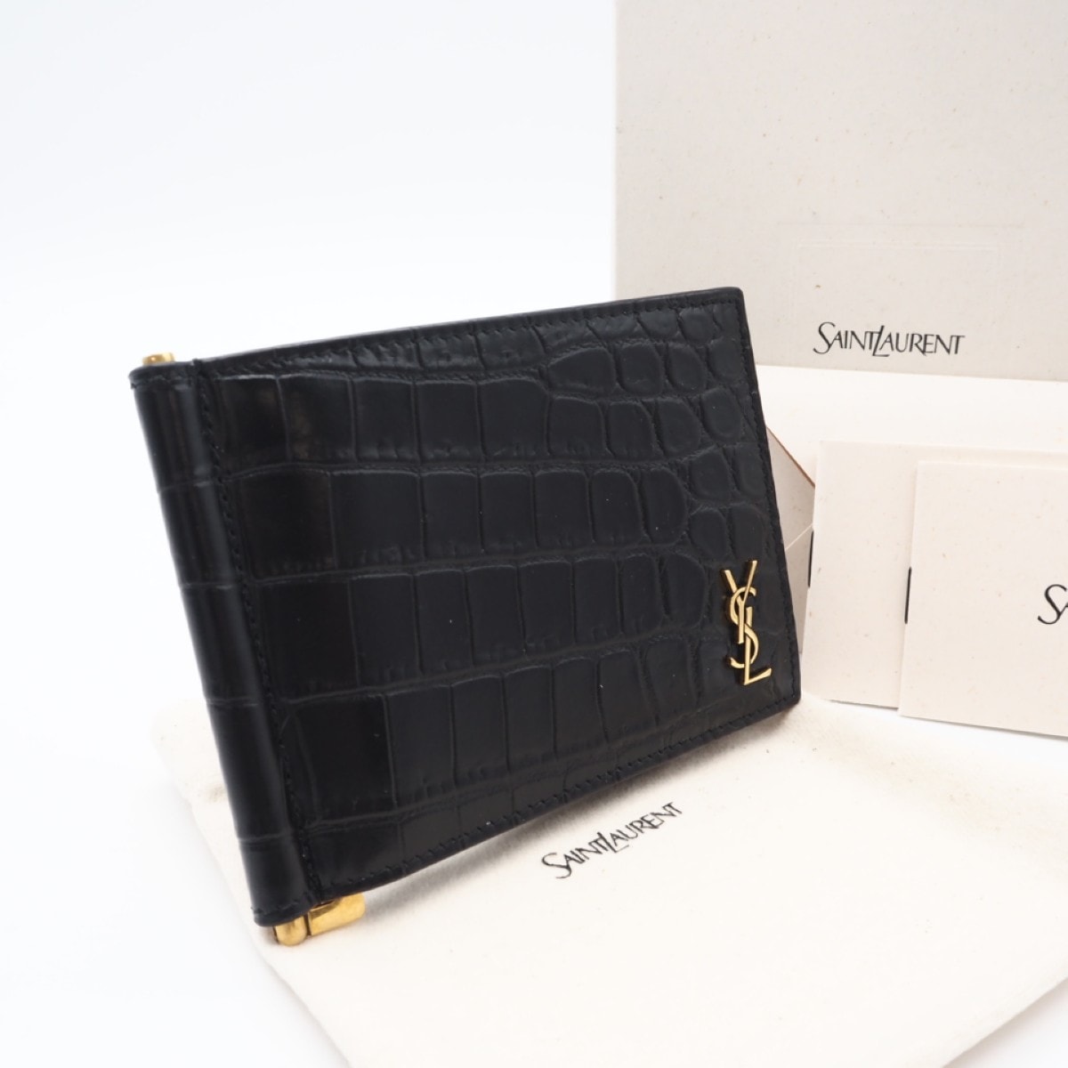 A (未使用に近い)】極美品 SAINT LAURENT サンローラン クロコ型