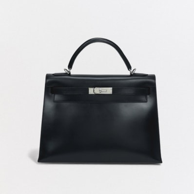 エルメス HERMES ケリー32 ケリー 32 バッグ トートバッグ ショルダーバッグ ボックスカーフ ノワール Noir ブラック Black 黒 シルバー金具 ハンドバッグ 2Way 外縫い V字金具