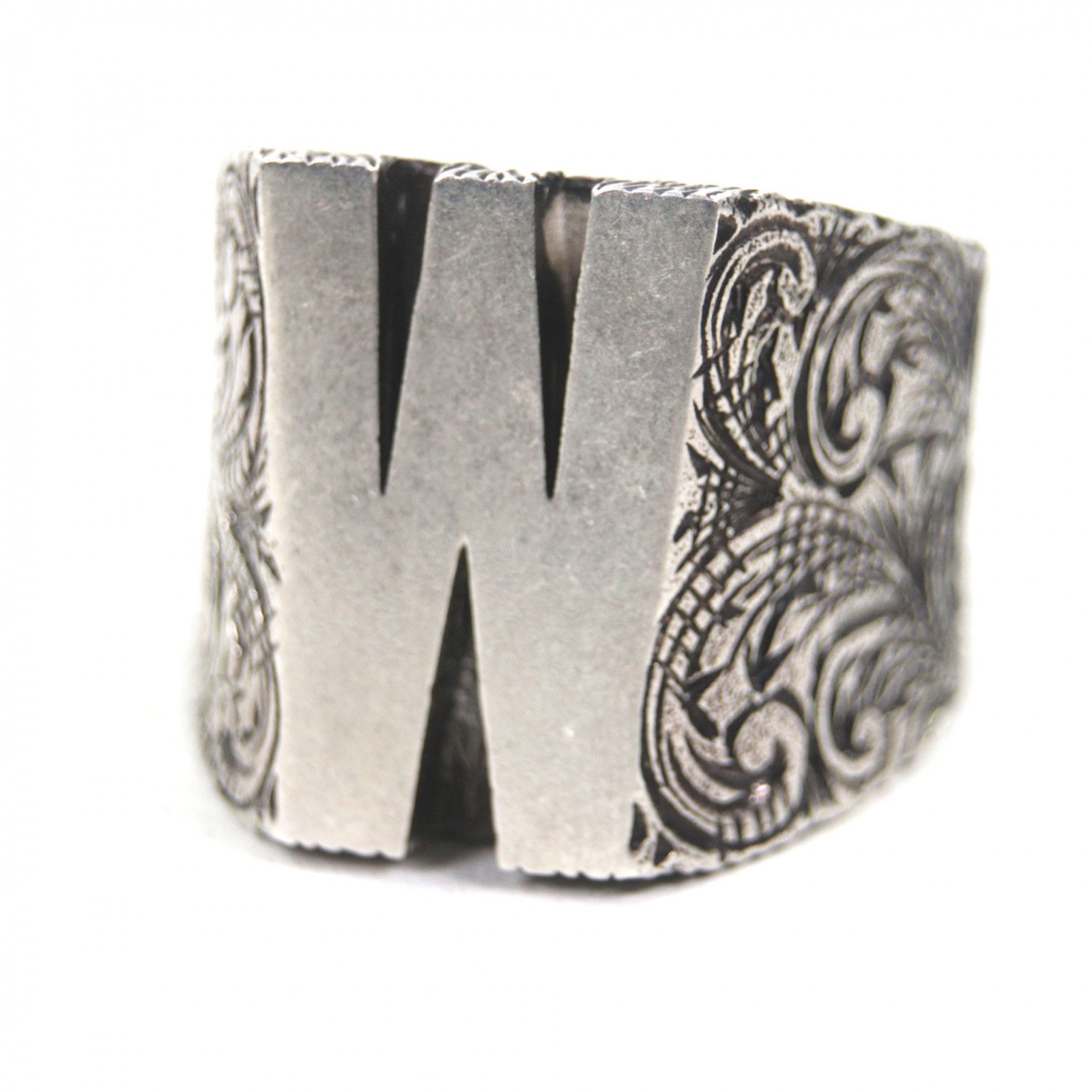 美品 グッチ 指輪 アルファベット W レターリング シルバー メンズ XL JP23号