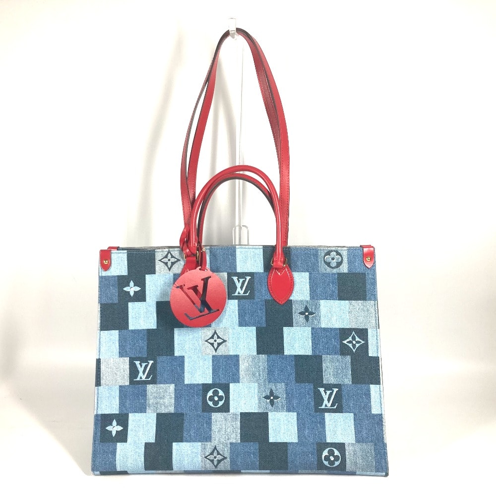 ルイヴィトン LOUIS VUITTON オンザゴーGM M44992 モノグラムデニム カバン 2WAYバッグ ショルダーバッグ 肩掛け トートバッグ デニム ブルー