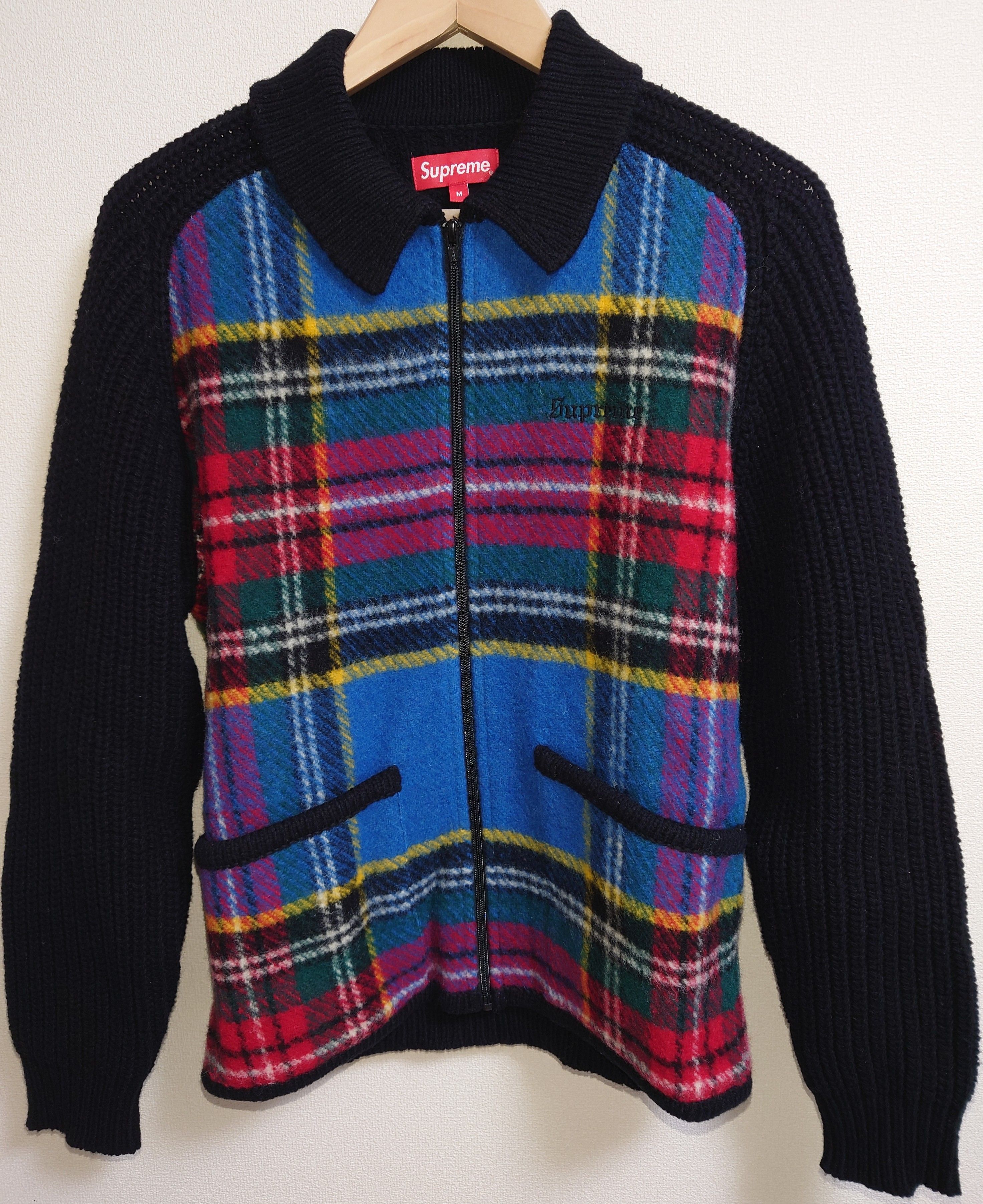 Supreme / Plaid Front Zip Sweater
