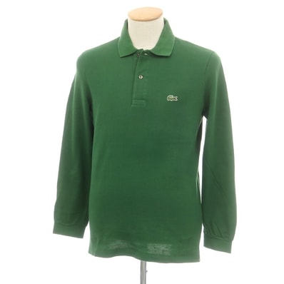 【中古】ラコステ LACOSTE 鹿の子コットン 長袖ポロシャツ グリーン【サイズFR 2】【メンズ】