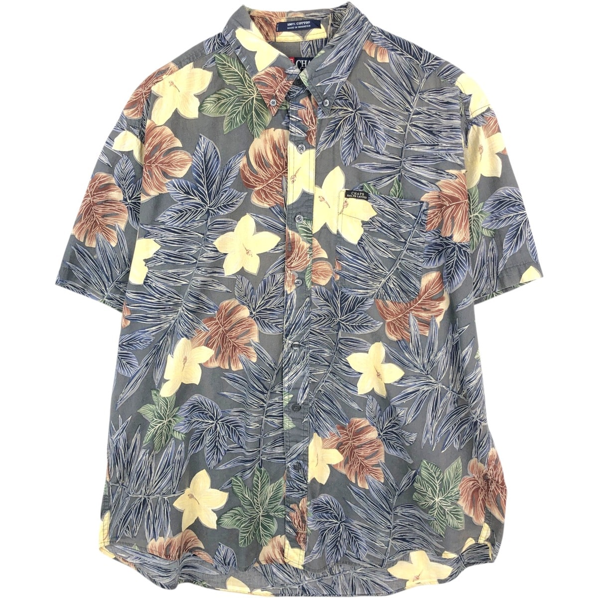 古着 ラルフローレン Ralph Lauren CHAPS チャップス 総柄 ボタニカル柄 ボタンダウン ハワイアンアロハシャツ メンズXL相当/eaa670546