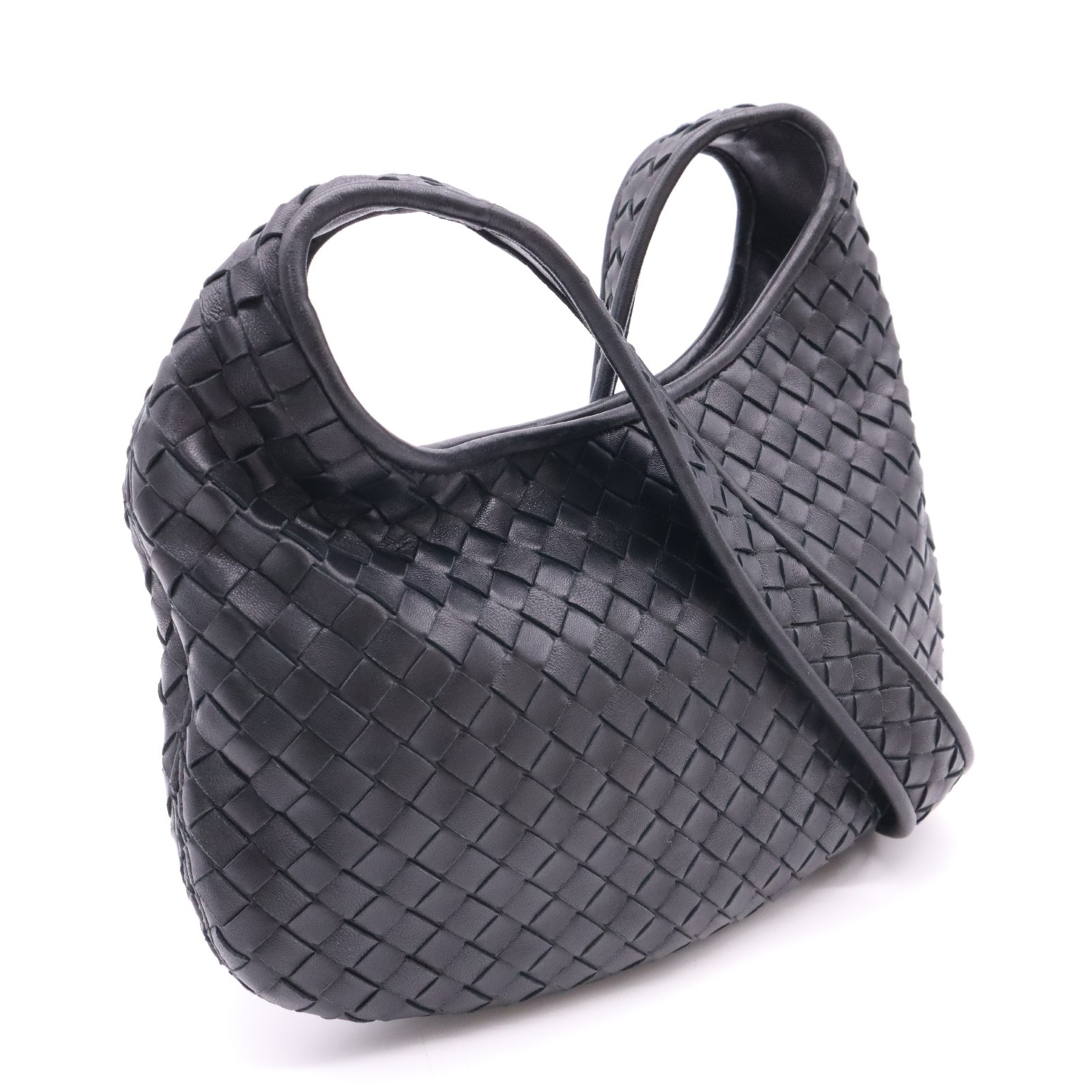 美品 BOTTEGAVENETA ボッテガヴェネタ イントレチャート小 スモール ヴェネト 836918V5RI18803 ショルダーバッグ ブラック ラムスキン レディース