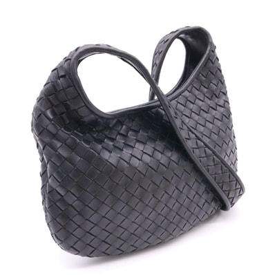 美品 BOTTEGAVENETA ボッテガヴェネタ イントレチャート小 スモール ヴェネト 836918V5RI18803 ショルダーバッグ ブラック ラムスキン レディース
