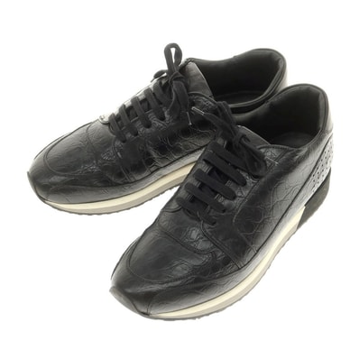 【中古】マークジェイコブス MARC JACOBS クロコダイル型押しレザー スニーカー ブラック【サイズ43】【メンズ】