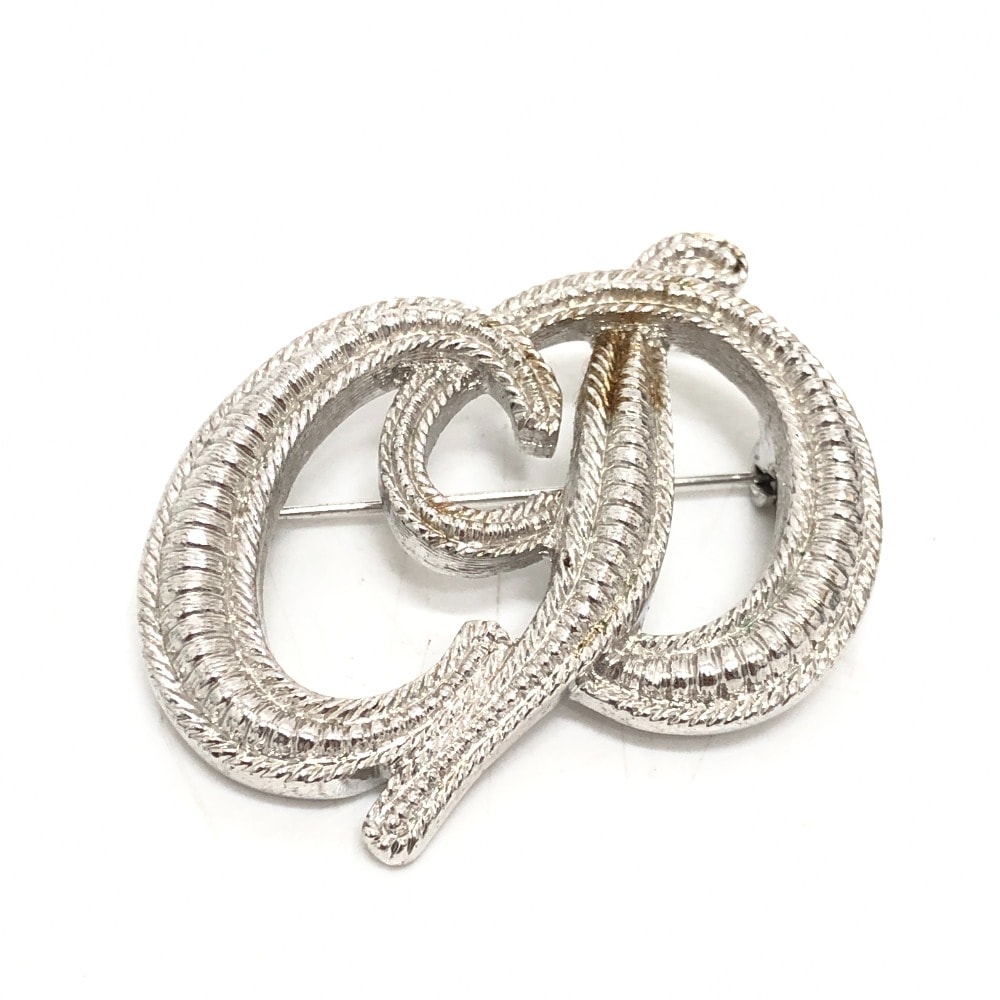 ディオール Dior ロゴ CD ブローチ ピン アクセサリー ブローチ メタル シルバー