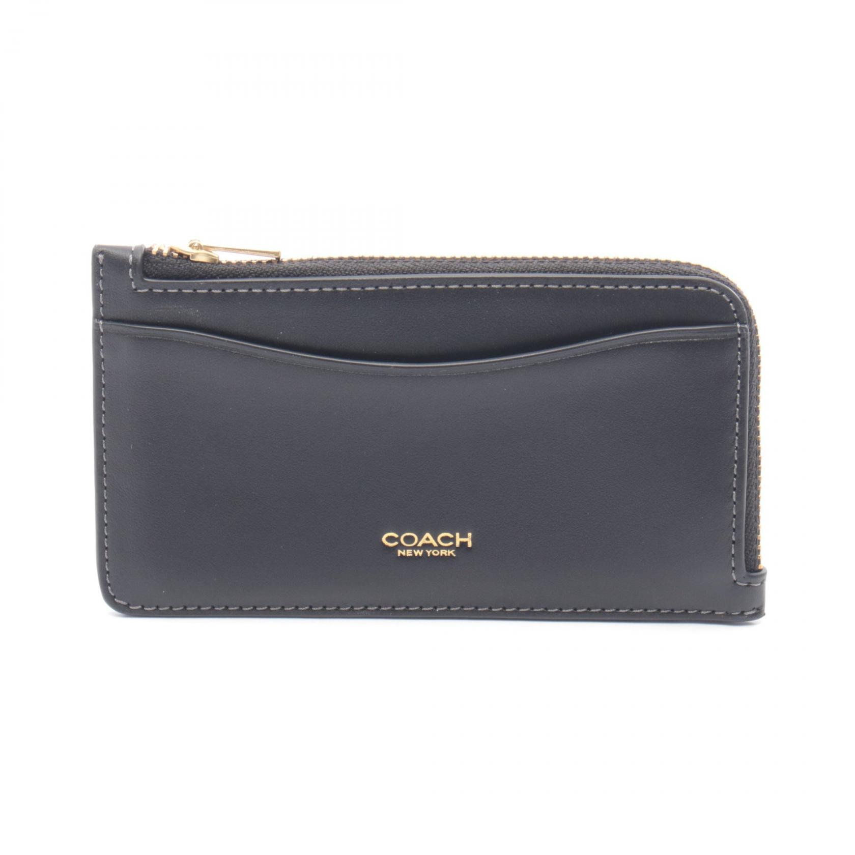 コーチ COACH NEW YORK ZIP CARD CASE カードケース アクセサリー レザー レディース ブラック系 CZ112B4 【新品】
