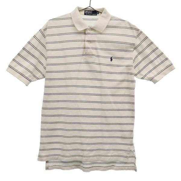 Polo by Ralph Lauren ポロバイラルフローレン ボーダー 半袖 ポロシャツ M ホワイト
