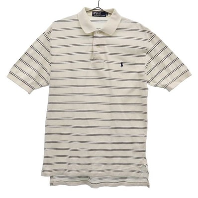 Polo by Ralph Lauren ポロバイラルフローレン ボーダー 半袖 ポロシャツ M ホワイト