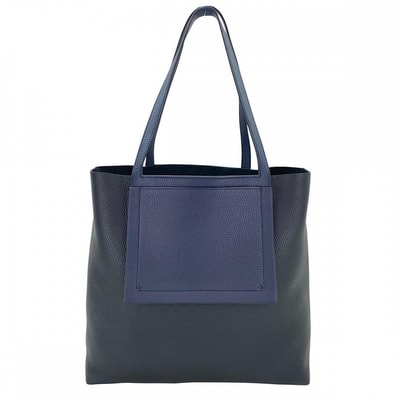 HERMES エルメス トートバッグ カバセリエ46 ハンドバッグ 大容量 肩掛け Z刻印 レザー ネイビー 紺 ブラック 黒 ユニセックス【中古品】