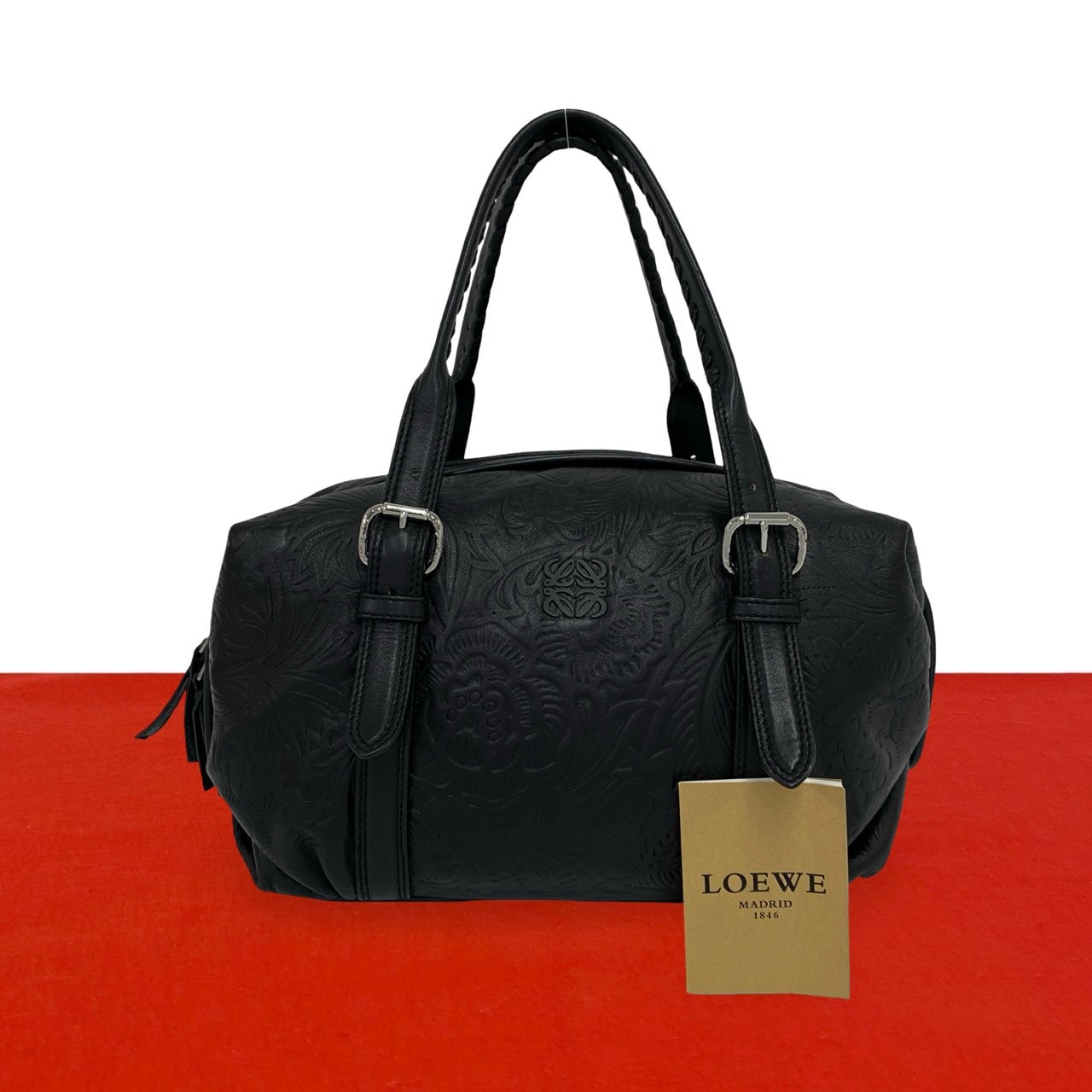 LOEWE ロエベ アナグラム ロゴ レザー ハンドバッグ ブラック
 34517