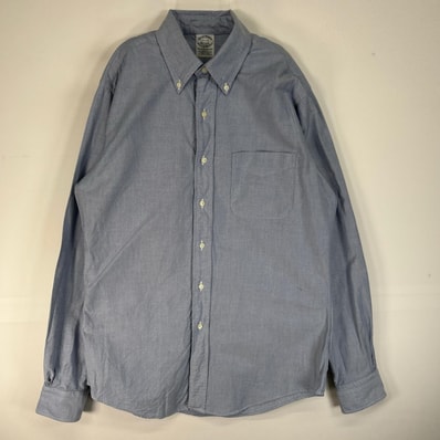 古着 ブルックスブラザーズ Brooks Brothers 長袖シャツ Makers USA製 SLIM FIT M ブルー系 無地 メンズ
