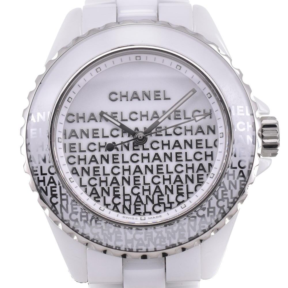 値下 シャネル CHANEL H7419 J12 限定品 ホワイト クォーツ ユニセックス 美品 箱付き 腕時計 E#147205