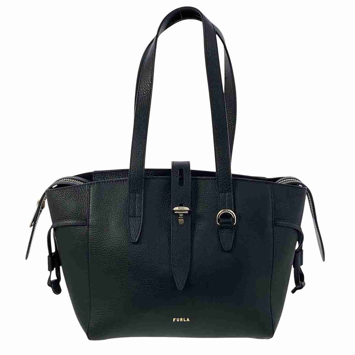 Furla フルラ ネットS   トートバッグ レザー ブラック  レディース【中古】