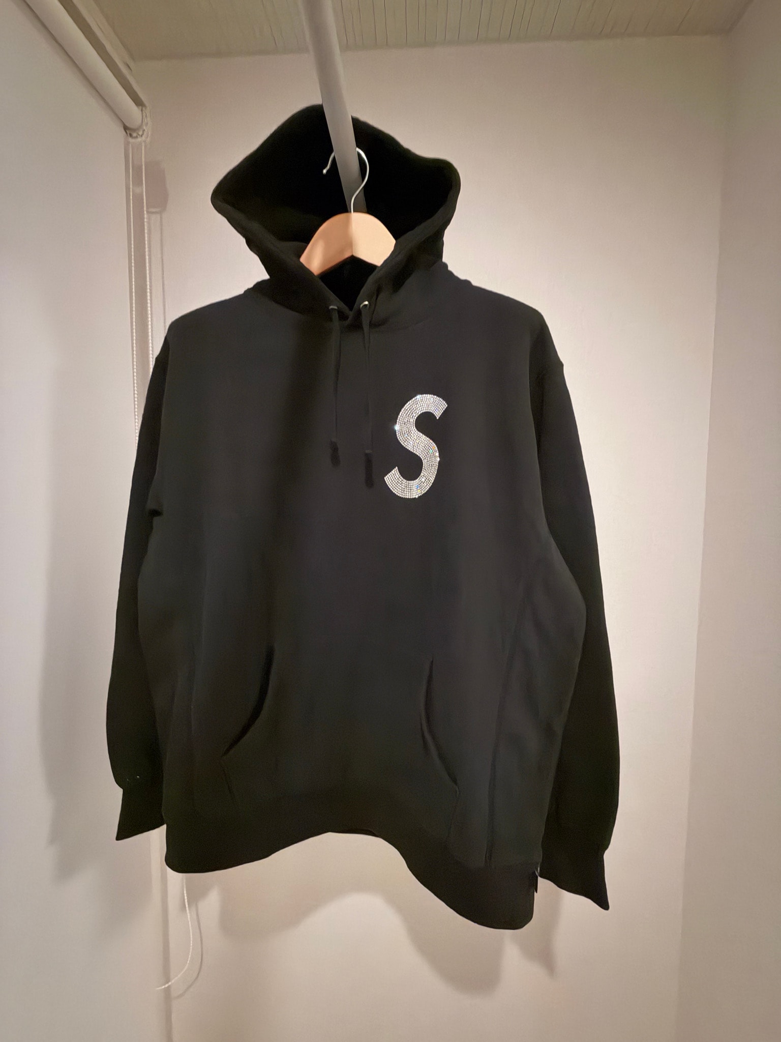 Supreme x Swarovski S Logo Hooded Sweatshirt "Black"