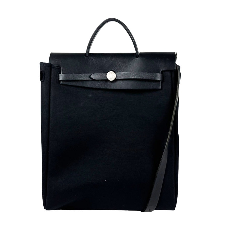 エルメス HERMES リュック ハンドバッグ エールバッグ アドPM トワルオフィシエ ブラック ユニセックス【中古】 z11232