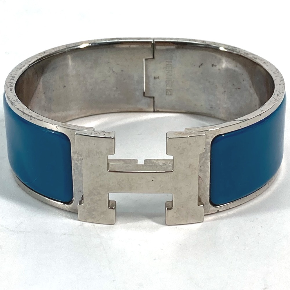 エルメス HERMES クリッククラックGM アクセサリー ブレスレット バングル メタル ブルー