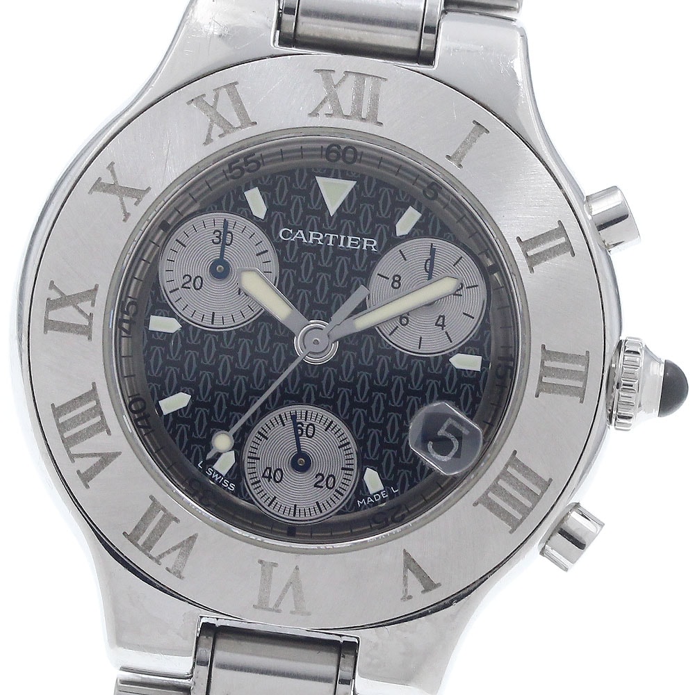 カルティエ クロノスカフ デイト W10172T2 メンズ 【中古】