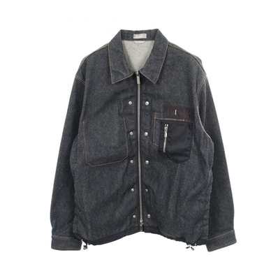 ディオール Dior DIOR × sacai ロゴ デニムジャケット 衣料品 アウター コットン ナイロン メンズ ネイビー系 【中古】