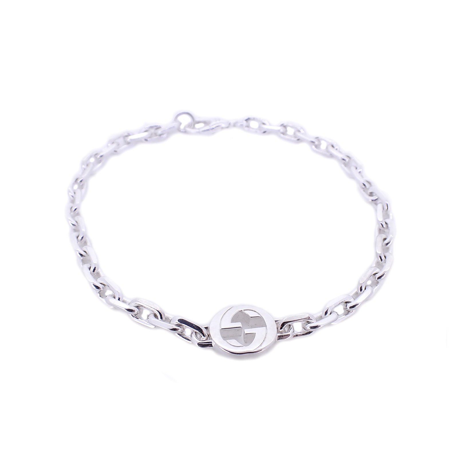 GUCCI グッチ インターロッキング GGロゴ チェーン スターリングシルバー メンズ ブレスレット