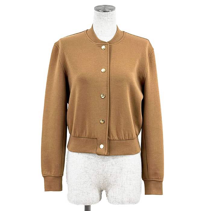 【極美品】MAX MARA マックスマーラ ジャケット サイズ XS レディース クロップド ショート丈 リブ袖 カーディガン ロゴ ボタン アウター キャメル