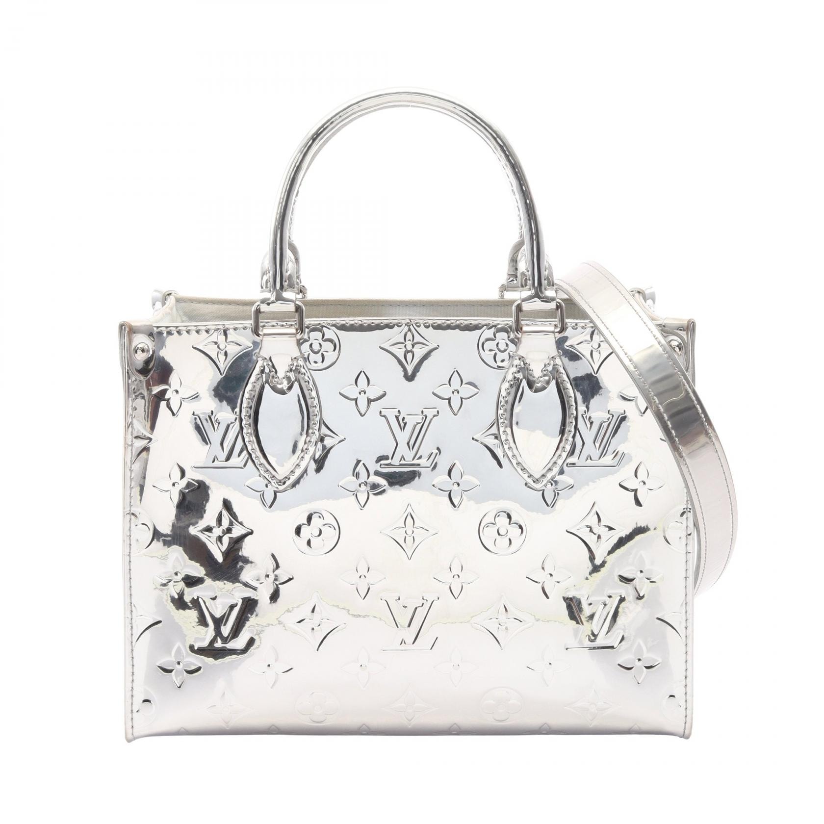 ルイ・ヴィトン LOUIS VUITTON オンザゴーPM 2WAY ハンドバッグ バッグ PVCコーティングキャンバス モノグラム・ミロワール アルジャン レディース シルバー系 M26373 【中古】