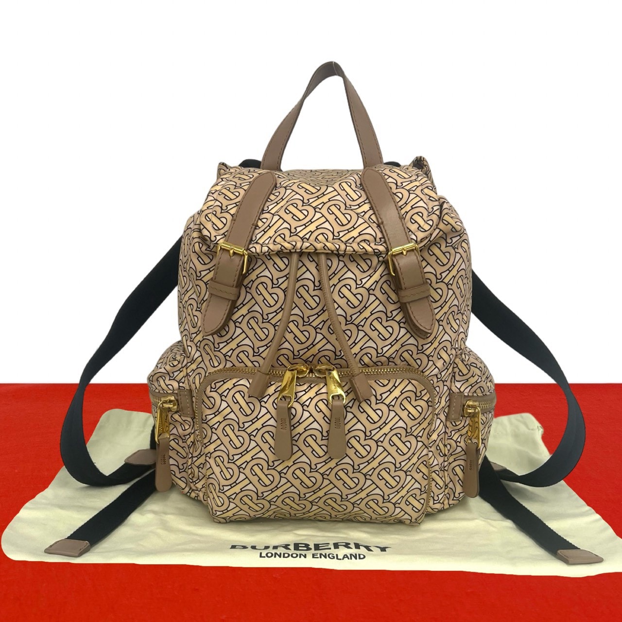 BURBERRY バーバリー TBモノグラム ナイロン レザー リュックサック ベージュ
 3014g