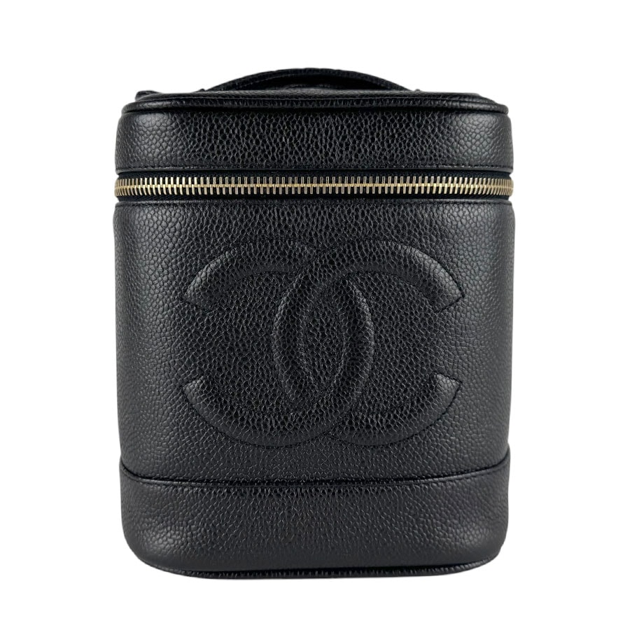 シャネル CHANEL ハンドバッグ バニティバッグ キャビアスキンレザー ブラック レディース【中古】 z9507