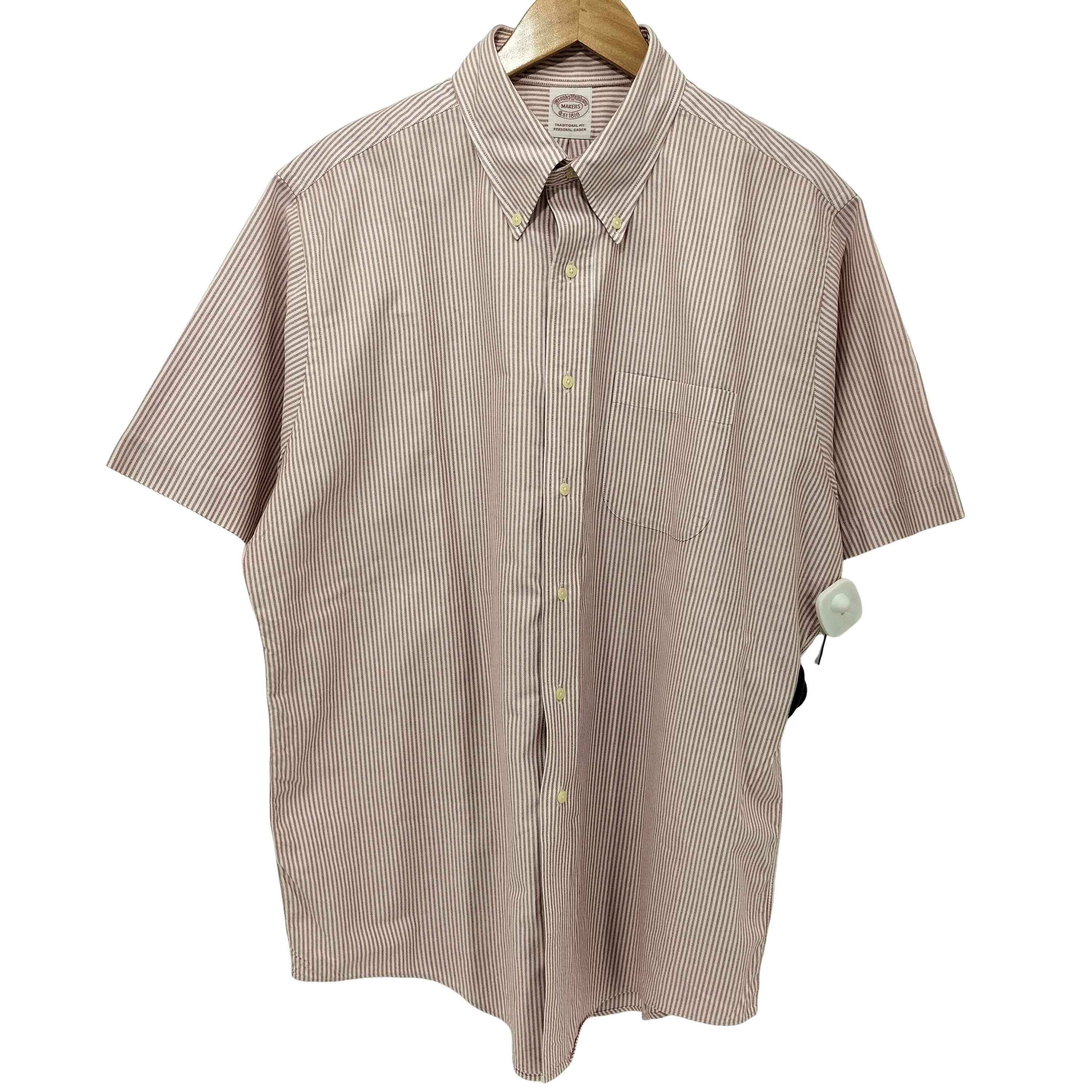 MAKERS キャンディストライプ ボタンダウン S/S シャツ【1143459508945】