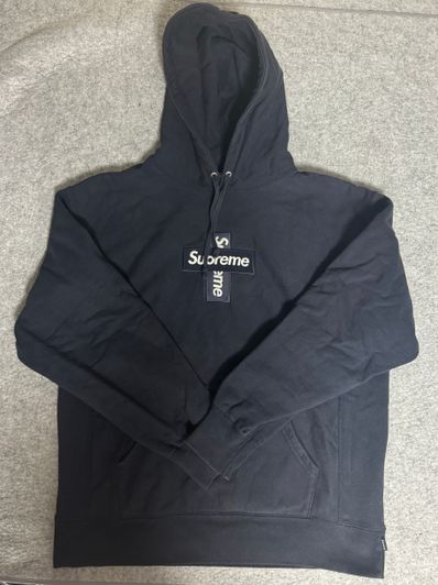 Supreme Cross Box Logo Hooded Sweatshirt "Navy"