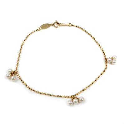 courreges クレージュ K18YG イエローゴールド ブレスレット パール約3.1mm 2.2g 17.5cm レディース【中古】