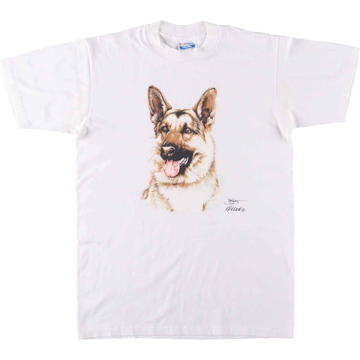 古着 80年代 ヘインズ Hanes Fifty-Fifty 青タグ 犬柄 アニマルTシャツ USA製 メンズM相当 ヴィンテージ/eaa567599