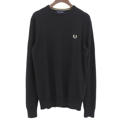 フレッドペリー 新品同様 Classic Crew Neck Jumper ウール コットン トップス メンズ ブラック S K9601 S