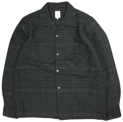 South2 West8 サウスツーウェストエイト S2W8 23AW 日本製 One-up Shirt ドビー織り ワンナップシャツ NS767 S BLACK 長袖 チェック 開襟 オープンカラーシャツ トップス g25759
