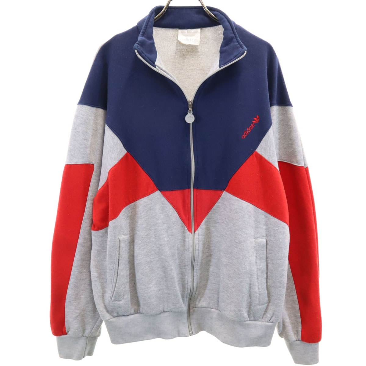 adidas アディダス 80s ヴィンテージ 銀タグ スウェット ジップジャケット グレー
