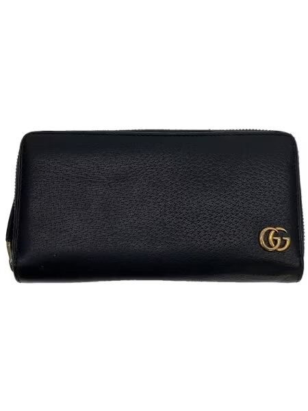 GUCCI GG Marmont Leather Zip Around Wallet "Black/Gold"