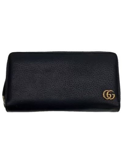 GUCCI GG Marmont Leather Zip Around Wallet "Black/Gold"