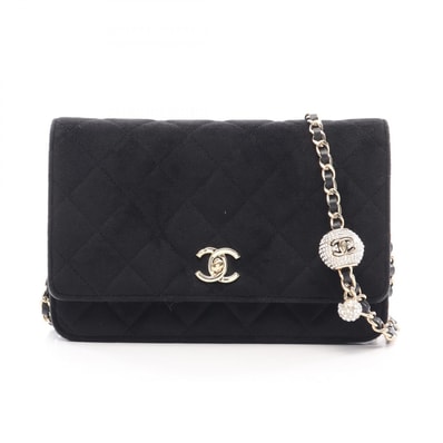 シャネル CHANEL マトラッセ ラインストーン ショルダーバッグ バッグ ファブリック レディース ブラック系 【中古】