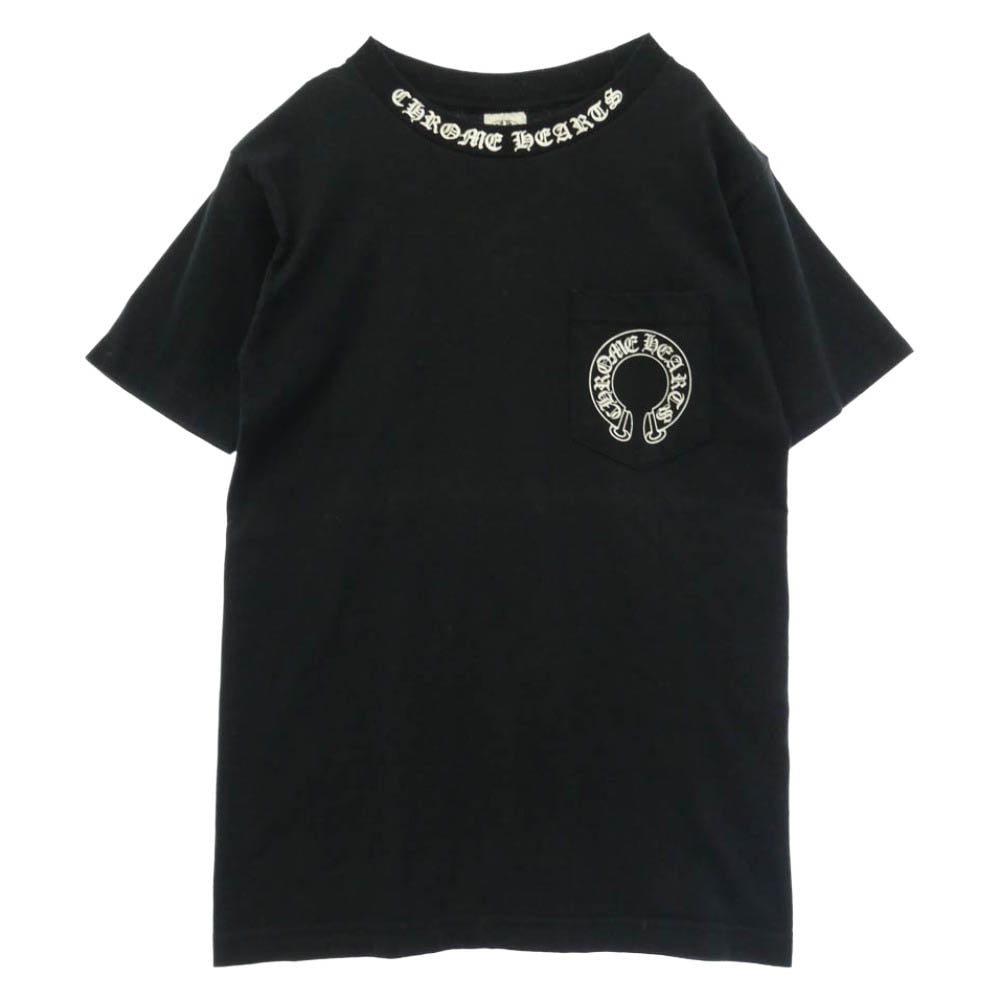 CHROME HEARTS クロムハーツ(原本無) OLD FLORAL T-SHIRT オールド バックフローラルクロス ネックロゴ 半袖 Tシャツ ブラック系 S【中古】