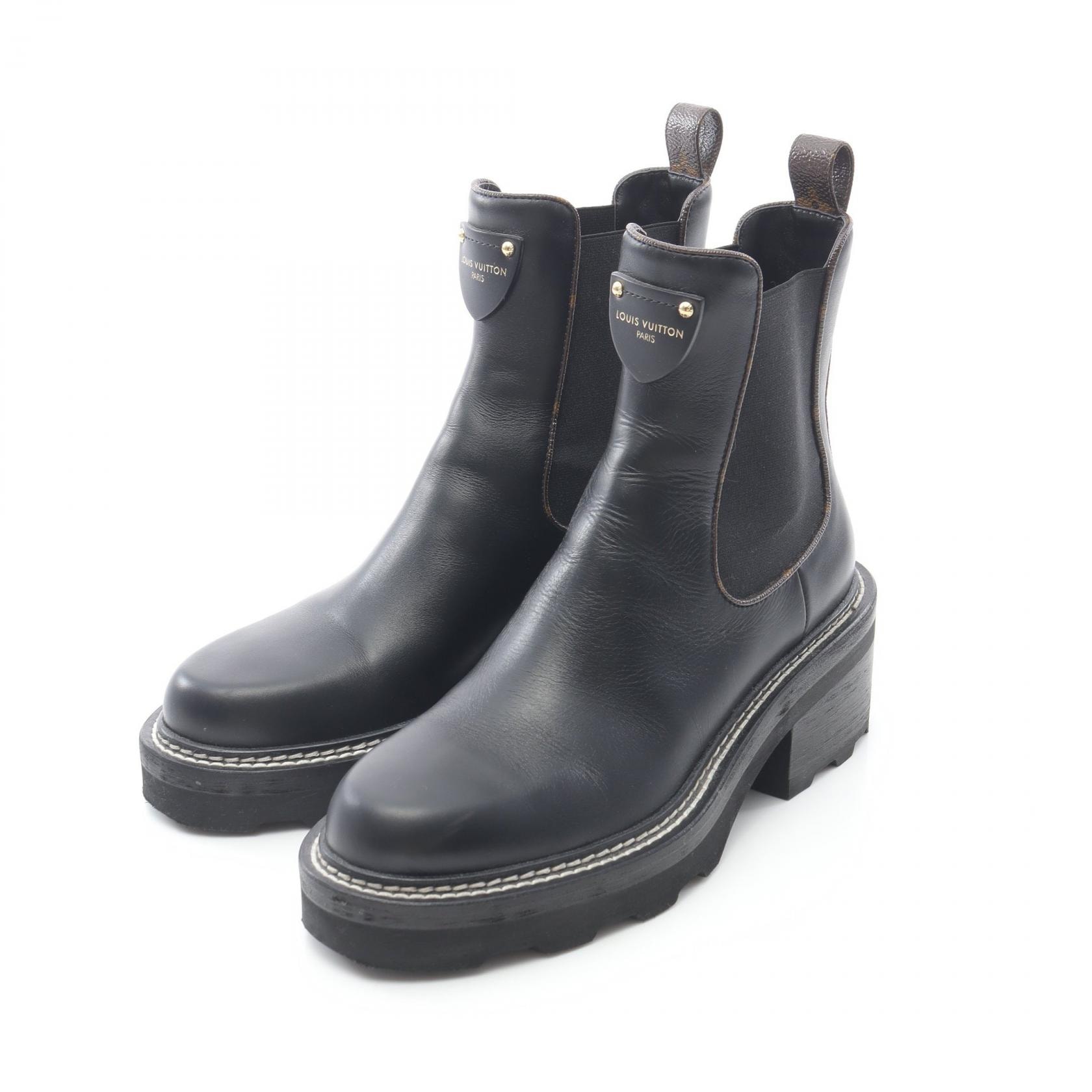 【着用僅か】ヴィトン　LV ボブ―ルライン　サイドゴアブーツ　モノグラム　レザー 着用僅か】ヴィトン LV ボブ―ルライン サイドゴアブーツ モノグラム