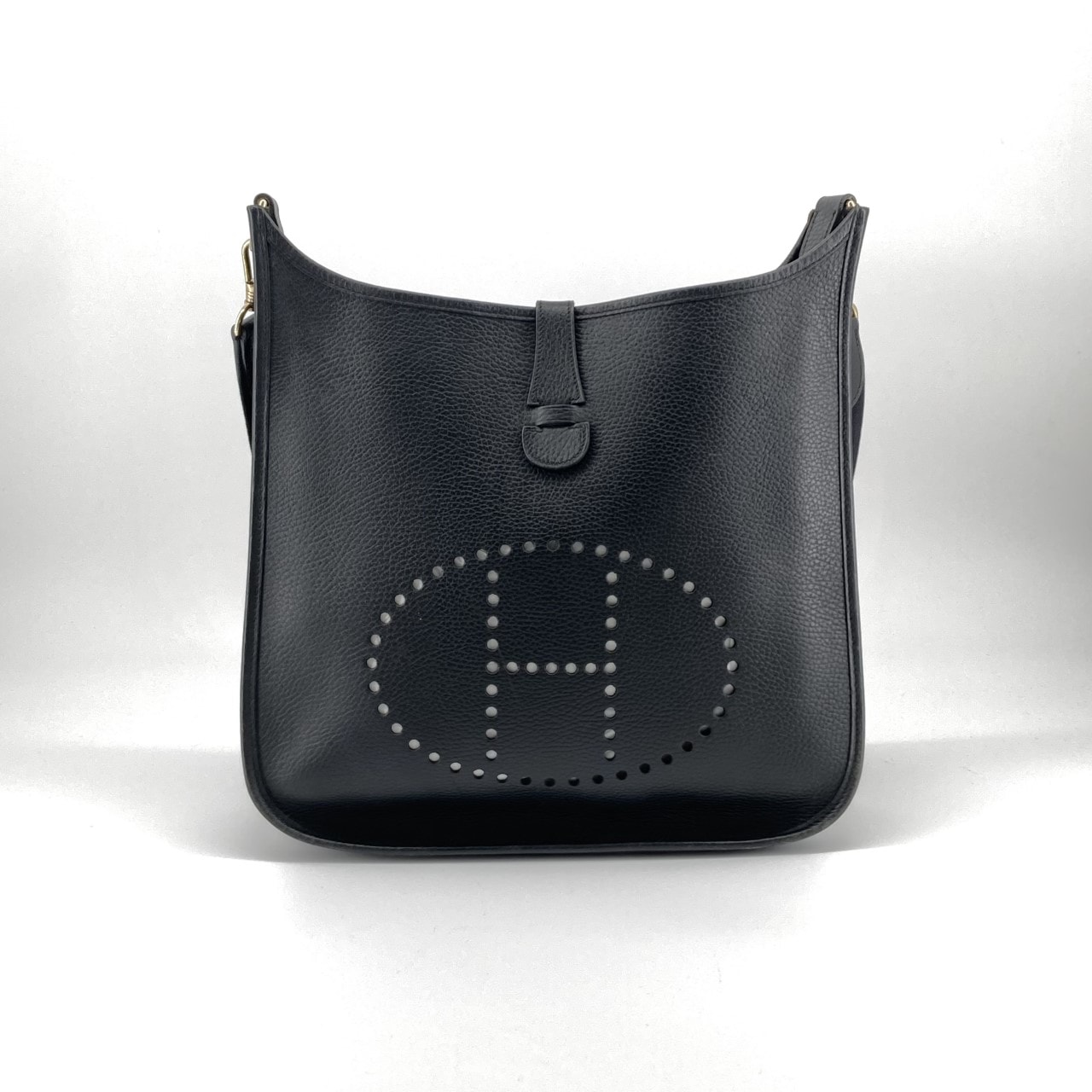 HERMES(エルメス) エブリン GM ゴールド金具 レザー ショルダーバッグ ブラック