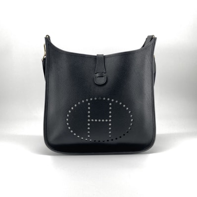 HERMES(エルメス) エブリン GM ゴールド金具 レザー ショルダーバッグ ブラック